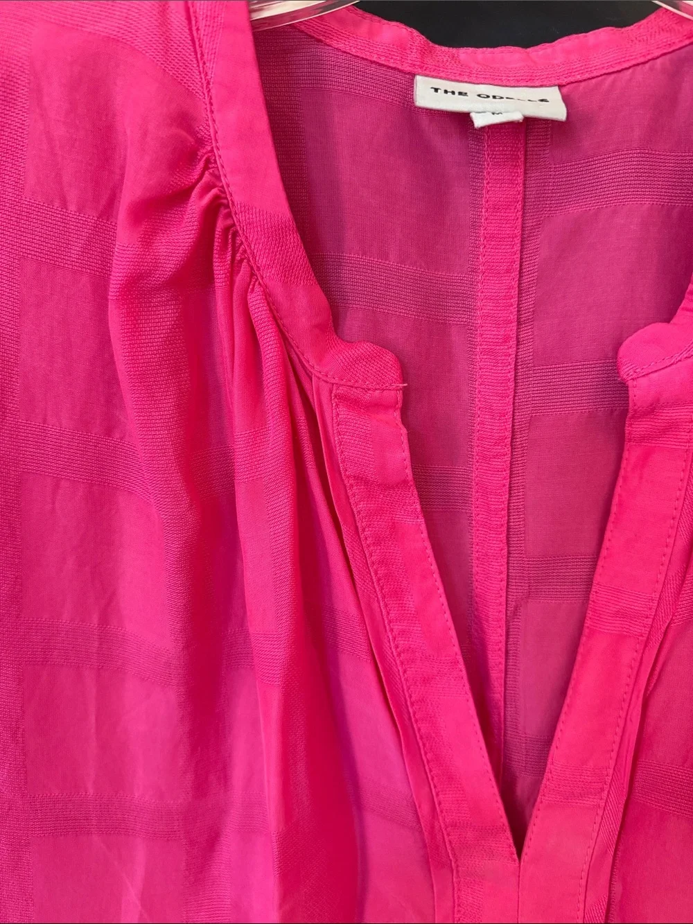 Sleeveless Split-Neck Blouse in Bright Pink